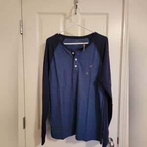Four American Eagle Long Sleeve Shirt lot Henley Style Men Size L